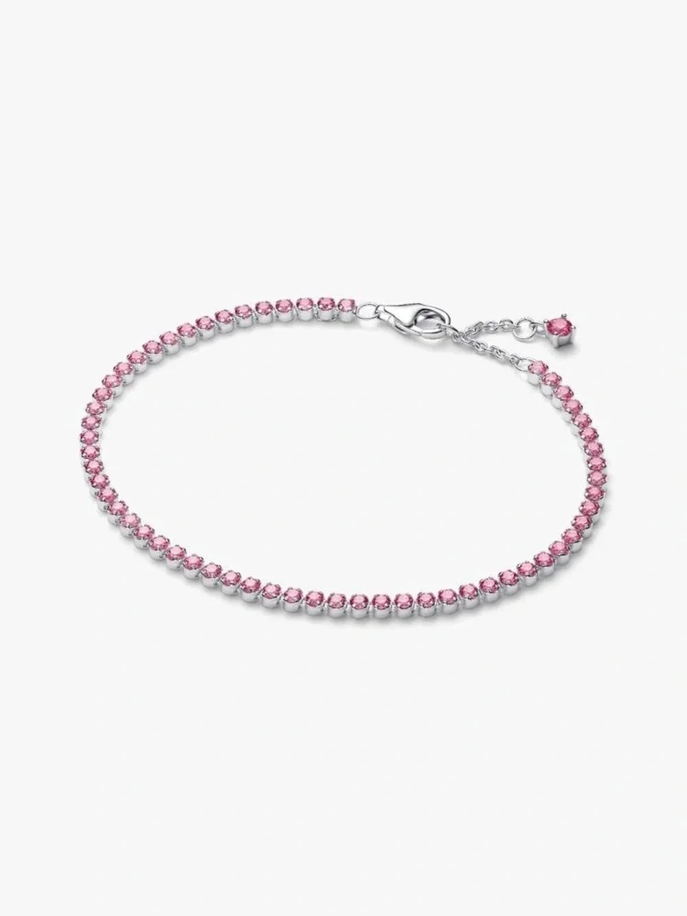 Pandora Pink Crystal Tennis Bracelet in Silver Tone
